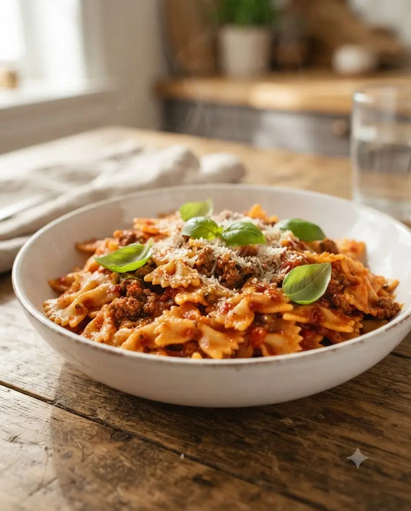 Bow Tie Pasta Recipes With Ground Beef and Tomato Sauce