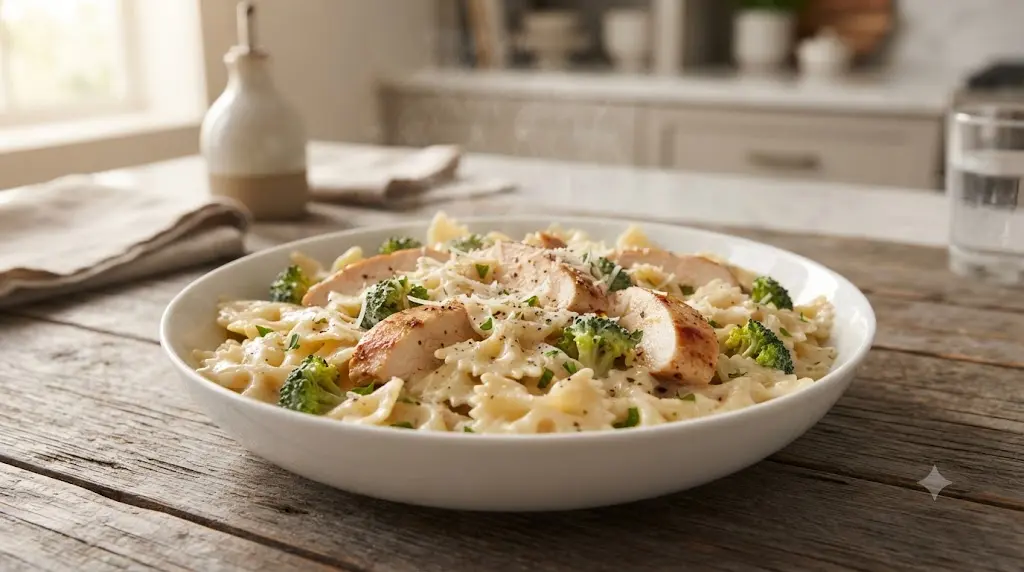Bowtie Pasta with Alfredo Sauce and Chicken