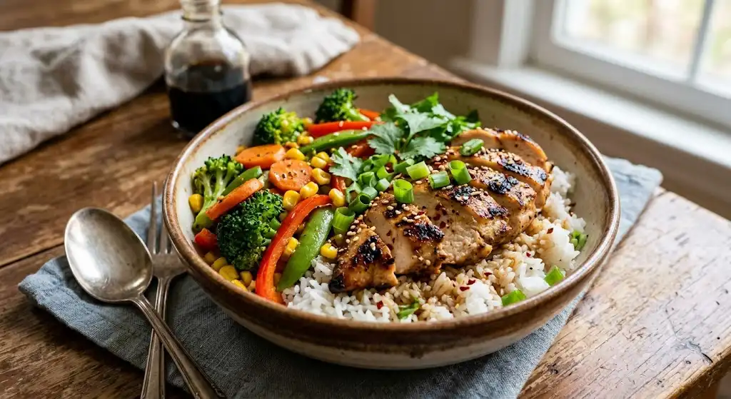 Heartumental Simple Chicken & Vegetable Rice Bowl