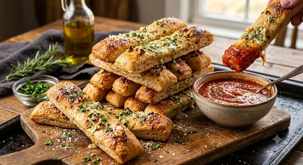 Sourdough Garlic Breadsticks